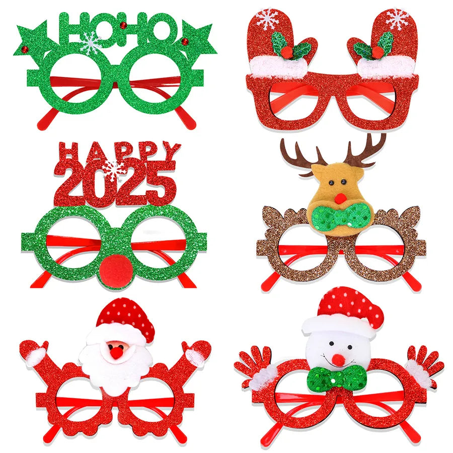 Christmas New Year Cartoon Style Santa Claus Letter Number Plastic Nonwoven Party Festival Glasses