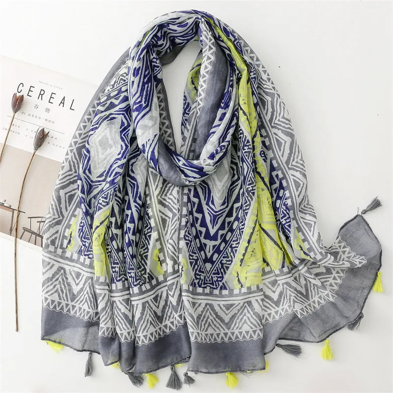 new scarf retro stitching bohemian cashew print silk scarf sunscreen yiwu wholesales