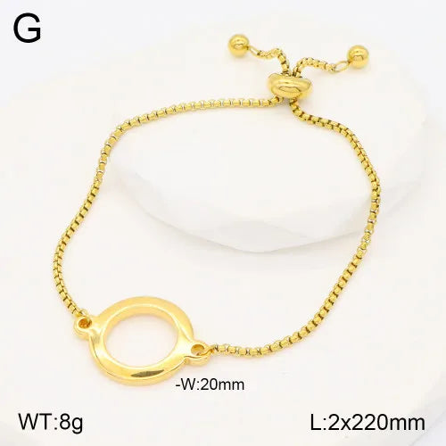 Casual Elegant Circle 304 Stainless Steel Beaded 18K Gold Plated box chain Bracelets In Bulk