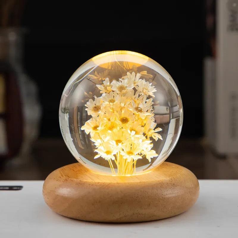 Pastoral Flower Wood Resin Night Lights Lighting Accessories