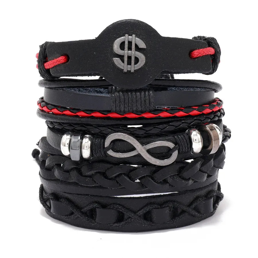Hip-Hop Retro Geometric CCB Pu Leather Alloy Braid Men's Bracelets