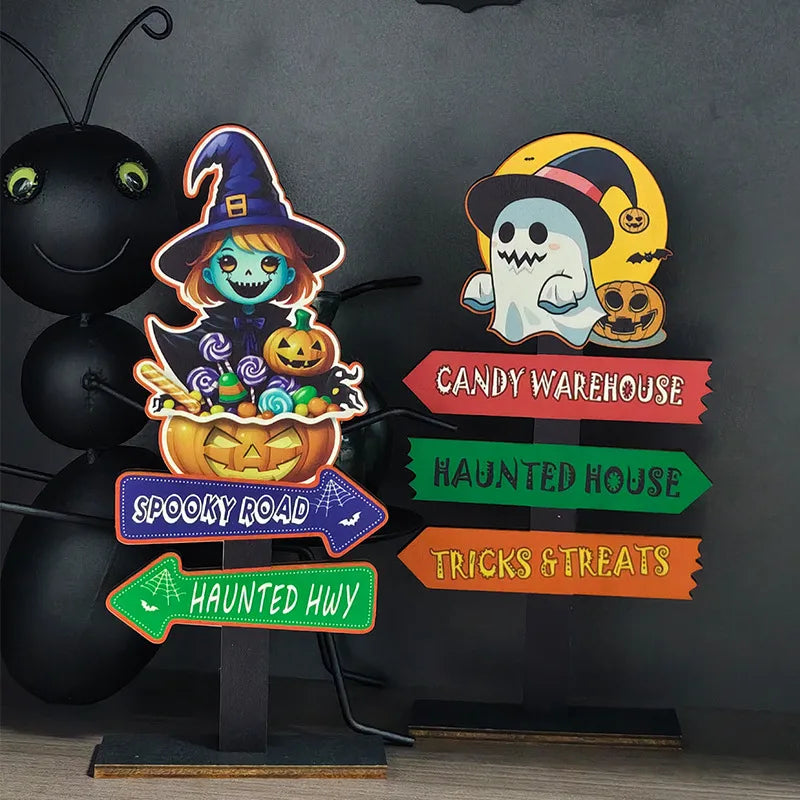 Wooden Halloween Decorations Ghost Festival Props Pumpkin Sprite Letter Wooden Ornaments Ghost Wooden Display Stand