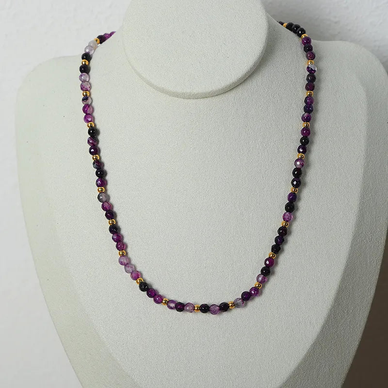 vintage style simple style geometric natural stone titanium steel 18k gold plated necklace in bulk