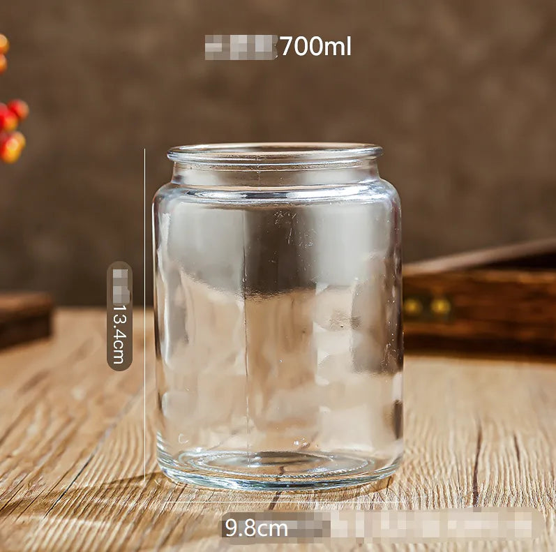 Glass Embossed Glass Sealed Jar Square Storage Jar Snack Dried Fruit Storage Jar Kitchen Household Glass Jar Vintage