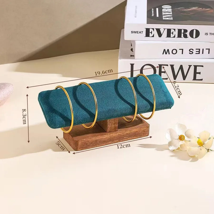 Modern Minimalist Walnut Wooden Bracelet Watch Display Stand Jewelry Storage Organizer Chain Link Accessory Showcase Holder