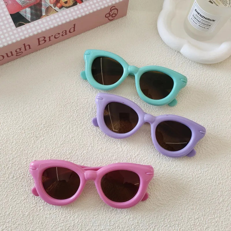 Sweet Simple Style Solid Color Resin Special-Shaped Mirror Full Frame Kids Sunglasses