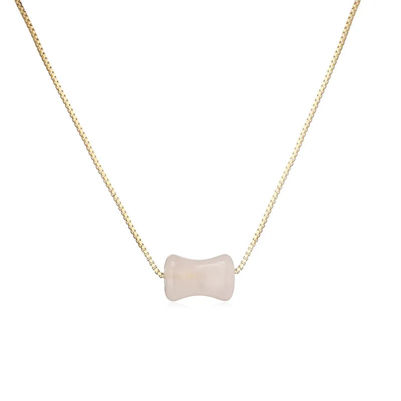 Wholesale Jewelry Retro Classic Style Geometric natural stone Green Aventurine Copper Pendant Necklace