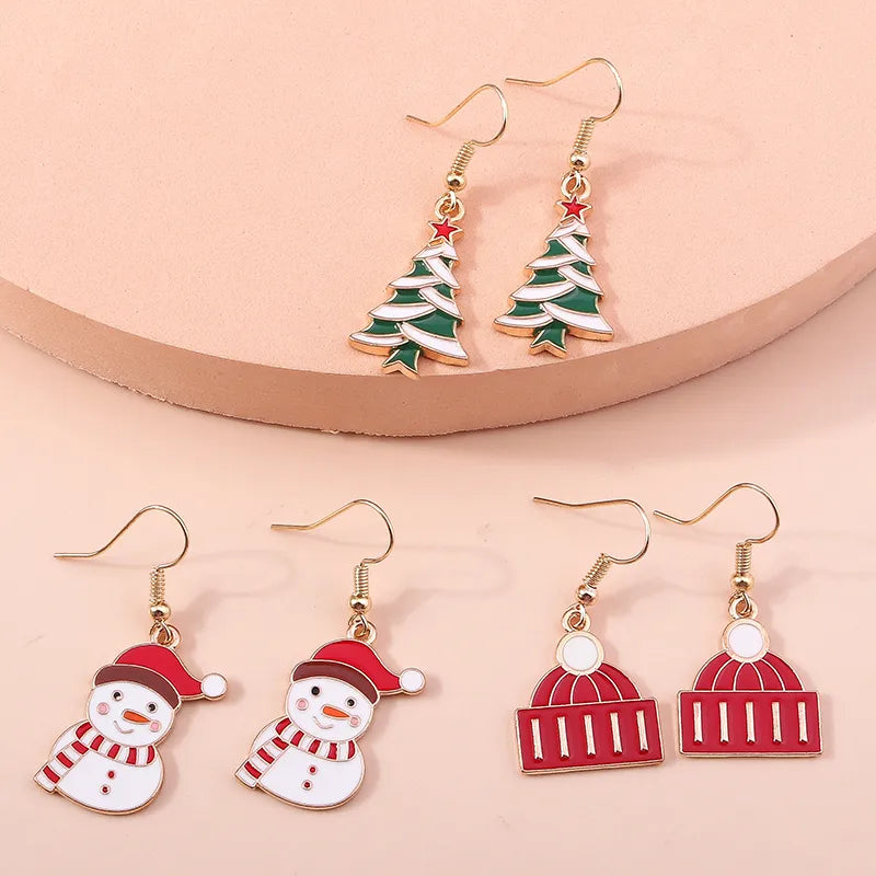 fashion christmas tree santa claus snowman alloy plating inlay rhinestones women's drop earrings 1 set