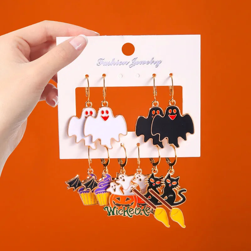 Halloween Horror Atmosphere Spider Pumpkin Skull Ear Cuff Combo Festive Ear Studs Set Unisex Original Design Alloy Jewelry