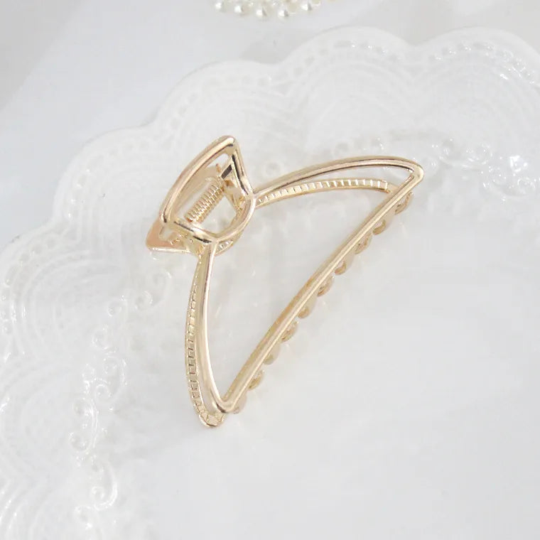 simple style sector shell rectangle imitation pearl rhinestone metal hair claws