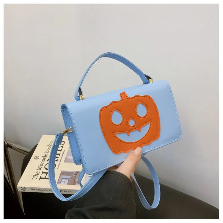 Halloween Themed Shoulder Crossbody Bag For Women Small Square Pumpkin Smile Face Bag Teenage Girl Heart Street Style Bag