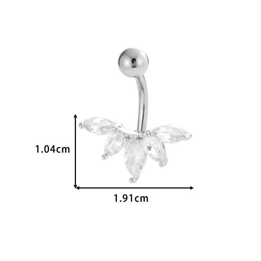 1 Piece Belly Rings IG Style Simple Style Classic Style Cross Flower Butterfly Copper Cross Flowers Butterfly Zircon Belly Rings