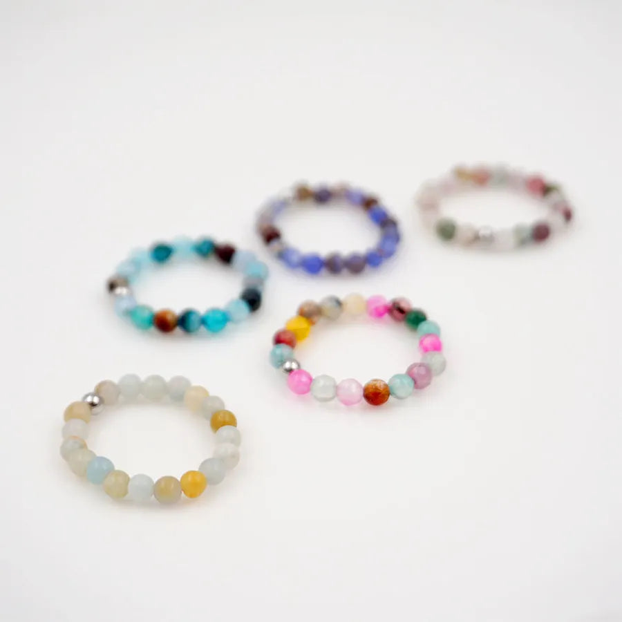 Casual Sweet Artistic Round natural stone Rings In Bulk
