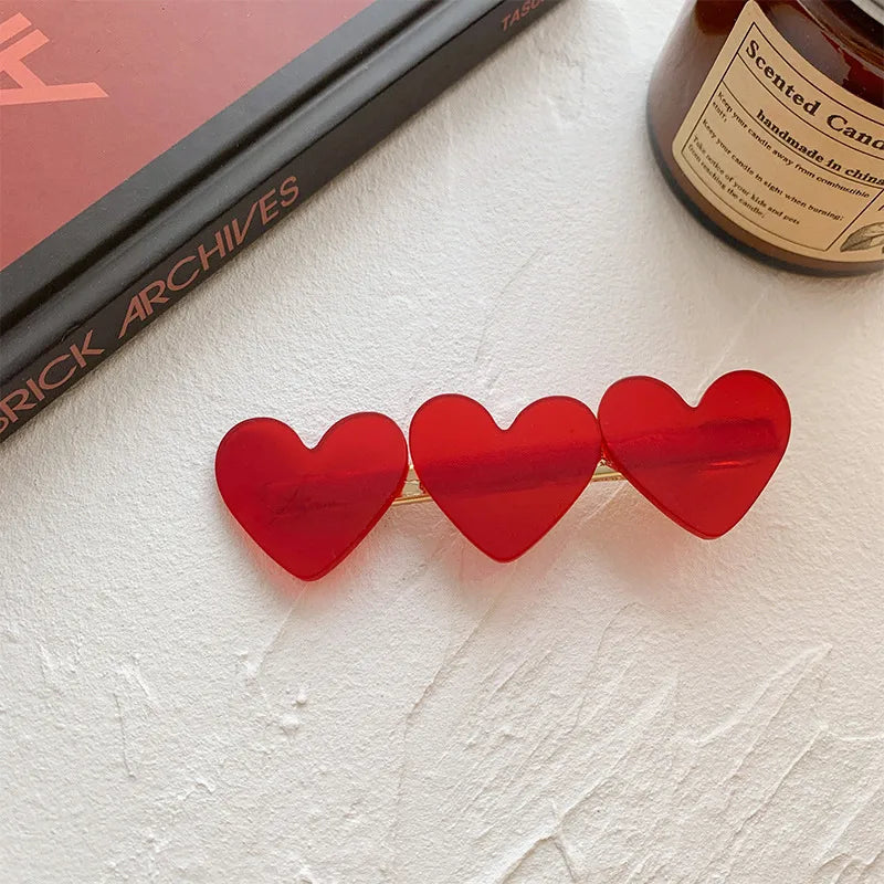 IG Style Sweet Women's Heart Shape Acetic acid sheets Metal Hair Clip