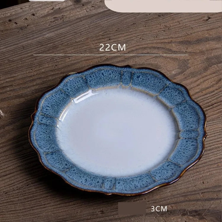 Retro Solid Color Flower ceramics Tableware 1 Piece