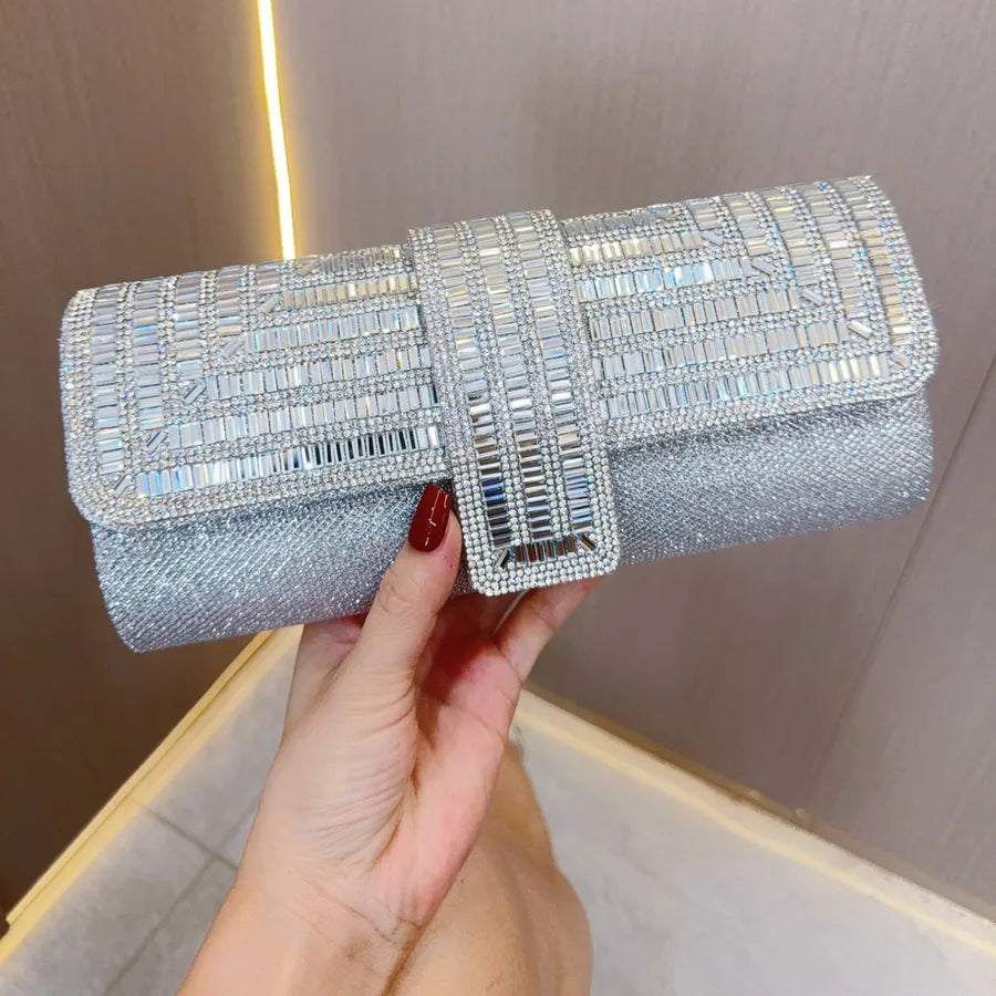 New  rhinestone bag flash women's clutch chain shoulder crossbody dinner dress bag bridal banquet bag