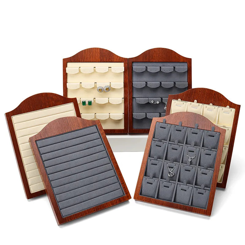 Wood Grain 3D Ring Display Stand Jewelry Earring Pendant Ear Ring Showcase Wooden Material UV Craftsmanship Jewelry Organizer