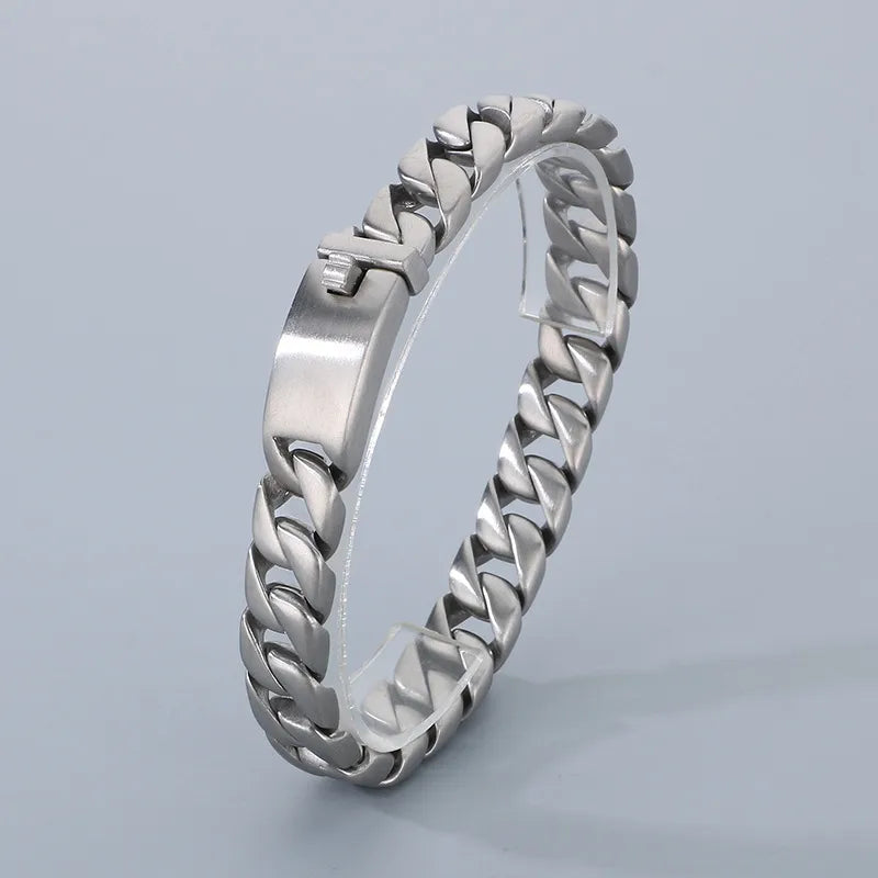 Hipster Dopamine Bracelet Hip Hop Simple Vacuum Plating 12mm Cuban Chain Stainless Steel Necklace Men's suit