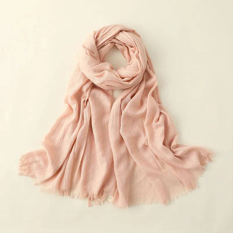 women's elegant solid color cotton silk scarves