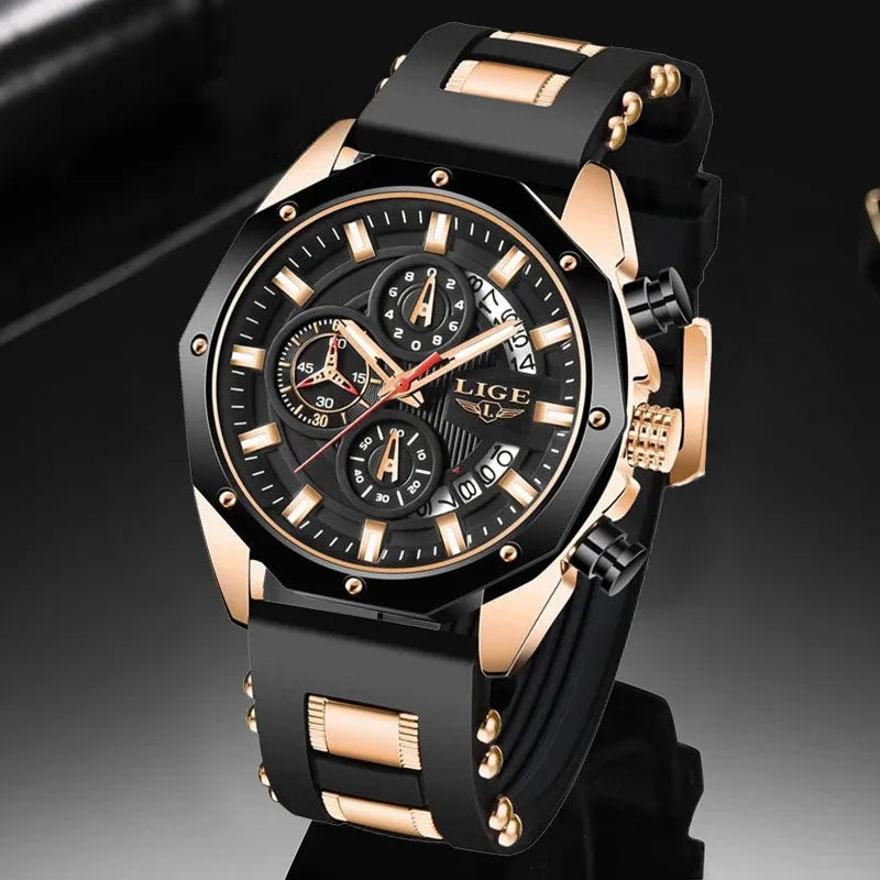 LIGE/LIGE 8908 sports quartz watch multifunctional six-pin calendar student youth Polygon Watch