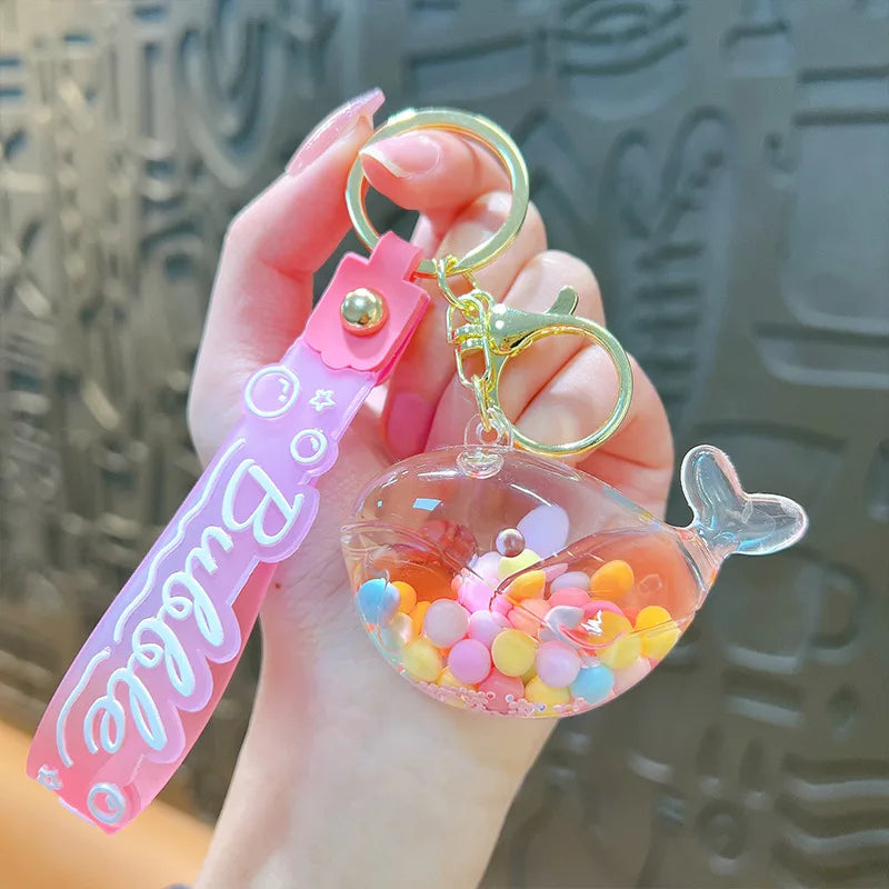 Acrylic Keychain Cute Sandflow Bottle Bag Pendant Toy Christmas Valentine Wedding Graduation Birthday Gift Keyring Decoration