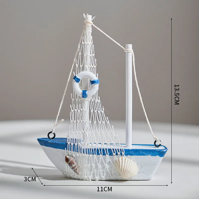 Mediterranean style 14cm boat sailboat model handmade creative home decoration ornaments