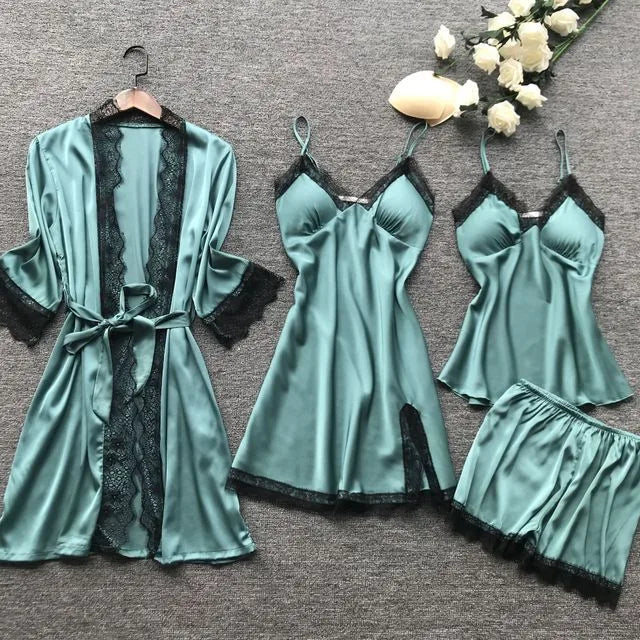 solid color sexy lace pajamas