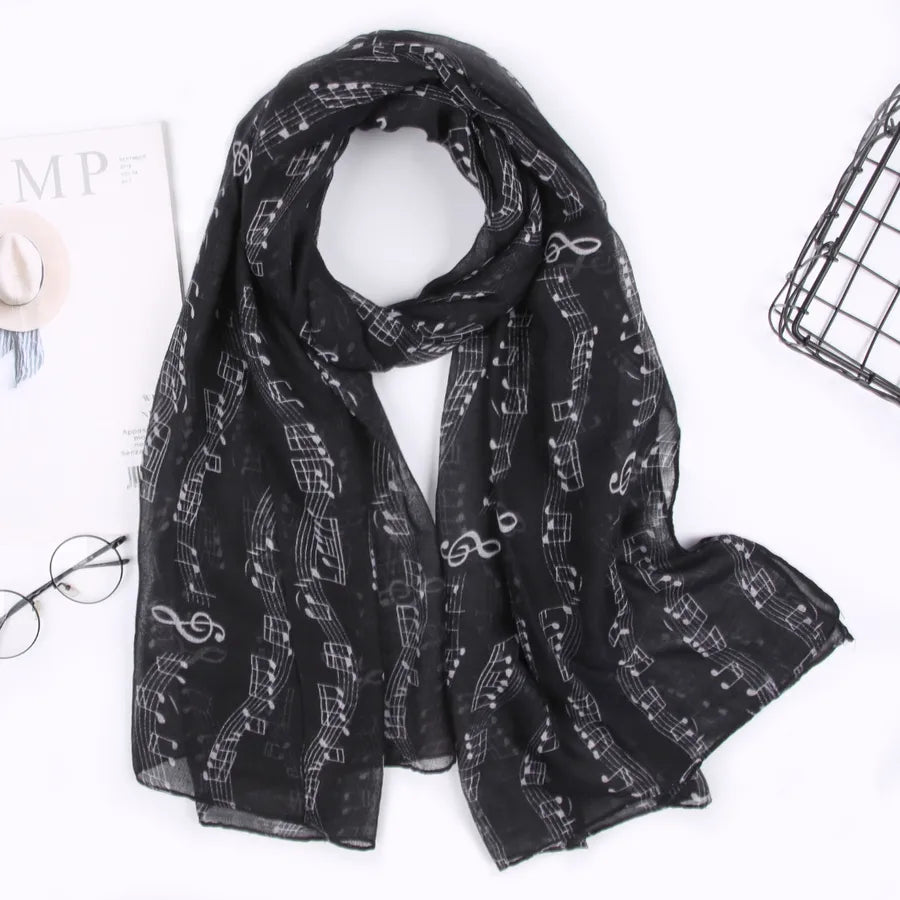 Women's Simple Style Notes Polyester Scarf