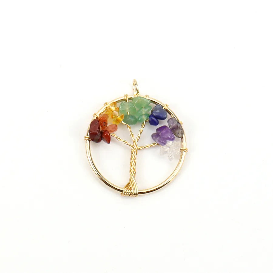 simple style lucky tree natural stone agate wholesale pendants