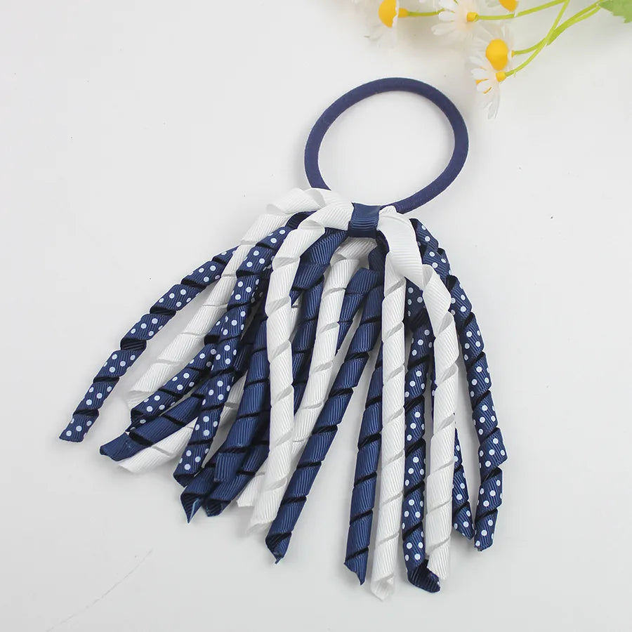 explosions girls' hair accessories wave point printing roll belt head rope rubber band children's accessories long ponytail hair accessories wholesale
