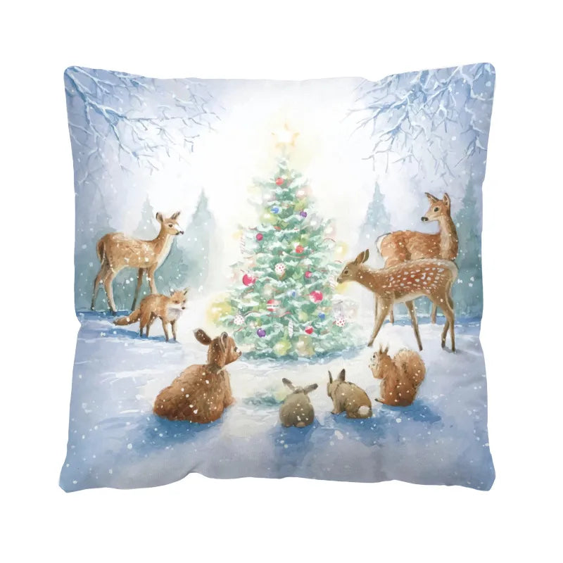 Christmas Glam Santa Claus Snowman short plush Pillow Cases Couch & Sofa Decor