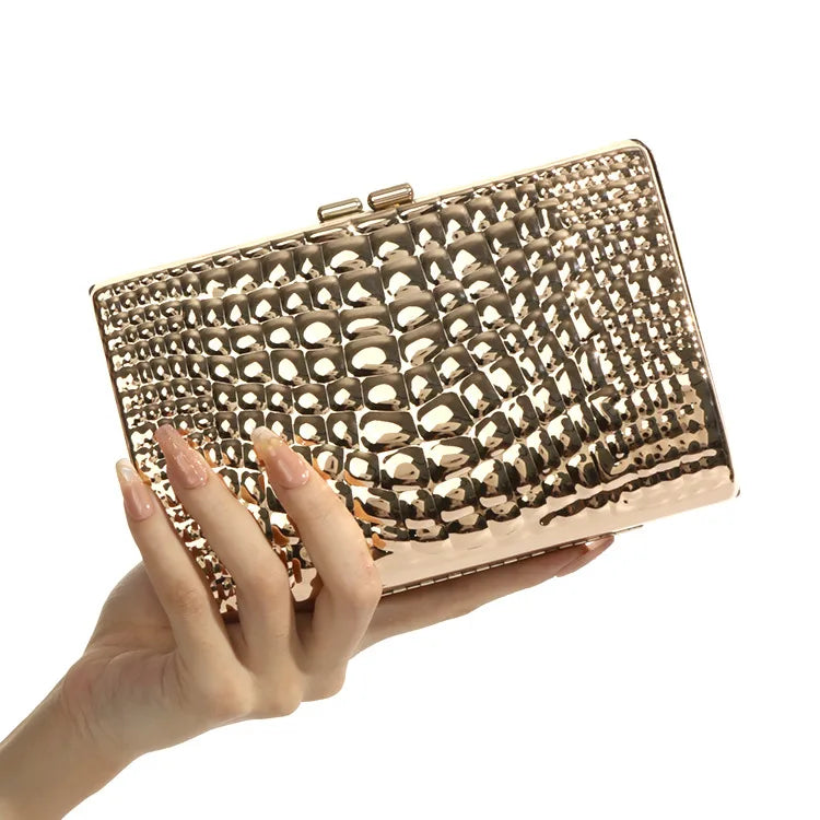 Silver Black Gold Arylic Solid Color Snakeskin Square Evening Bags
