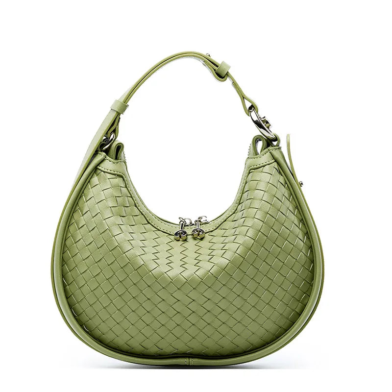 Women's Medium Two-Layer Cowhide Leather Solid Color Basic Classic Style Pillow Shape Zipper Underarm Bag