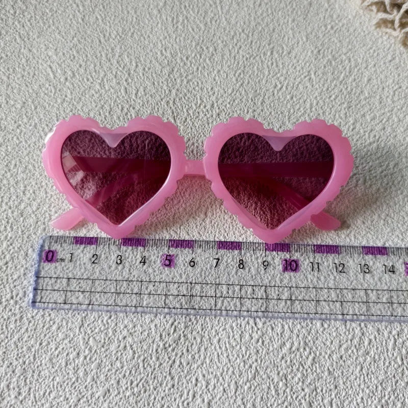 Sweet Simple Style Heart Shape UV400 Protection Resin Special-Shaped Mirror Full Frame Kids Sunglasses