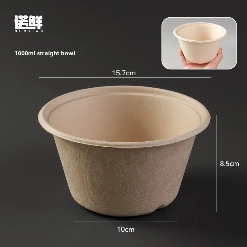 Disposable paper bowl tableware set paper bowl commercial household bowl degradable whole box disposable round bowl
