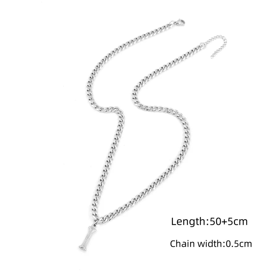 Wholesale Jewelry Modern Style Classic Style Letter 201 Stainless Steel 304 Stainless Steel Pendant Necklace Cuban Link Chain Curb Chain