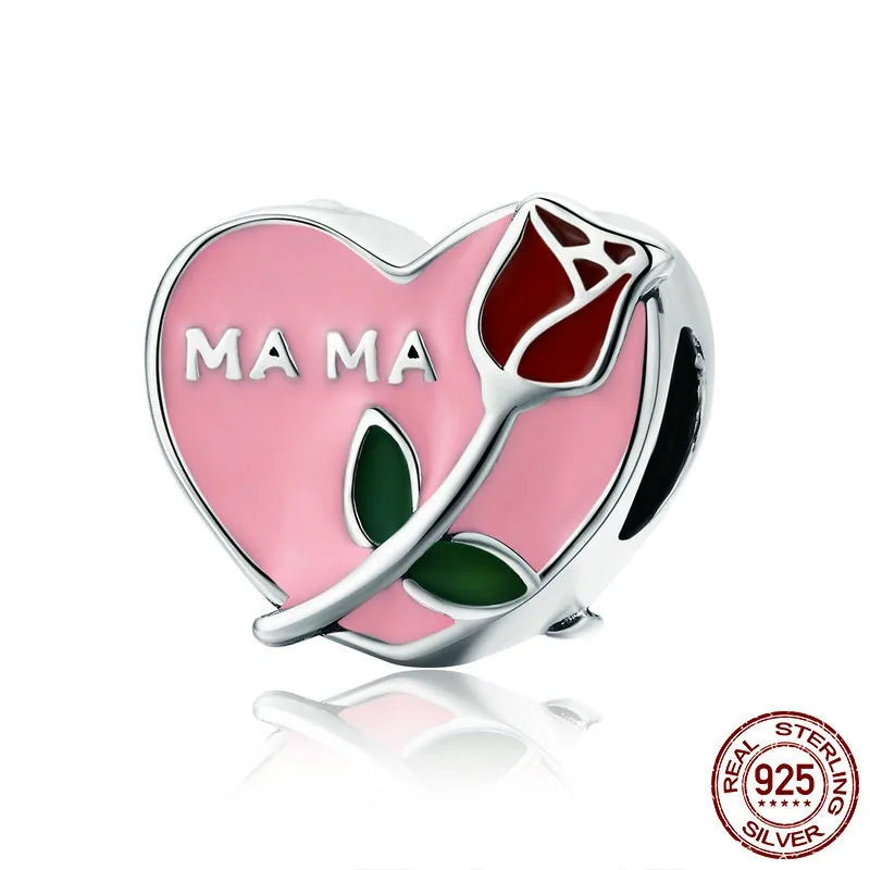 1 Piece 925 Sterling Silver Zircon Letter Heart Shape Butterfly Polished Pendant Beads Jewelry Accessories