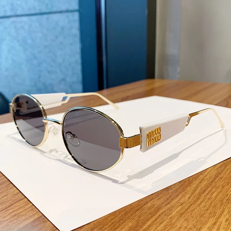 Simple Style Letter Pc Oval Frame Full Frame Glasses