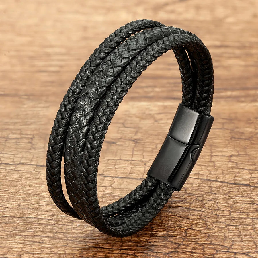 punk simple style geometric color block metal handmade metal button men's bracelets