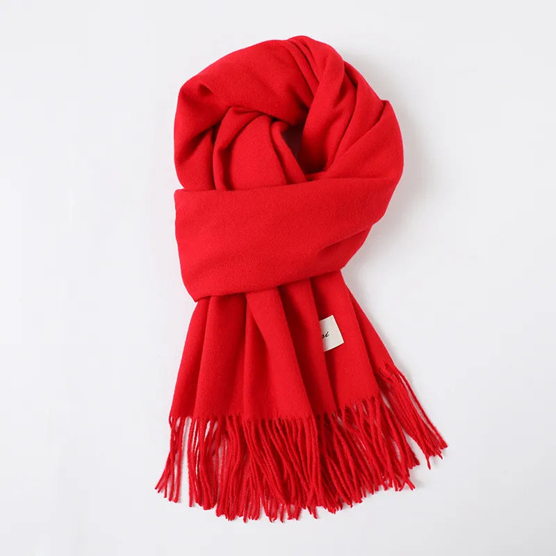 women's simple style solid color imitation cashmere scarf