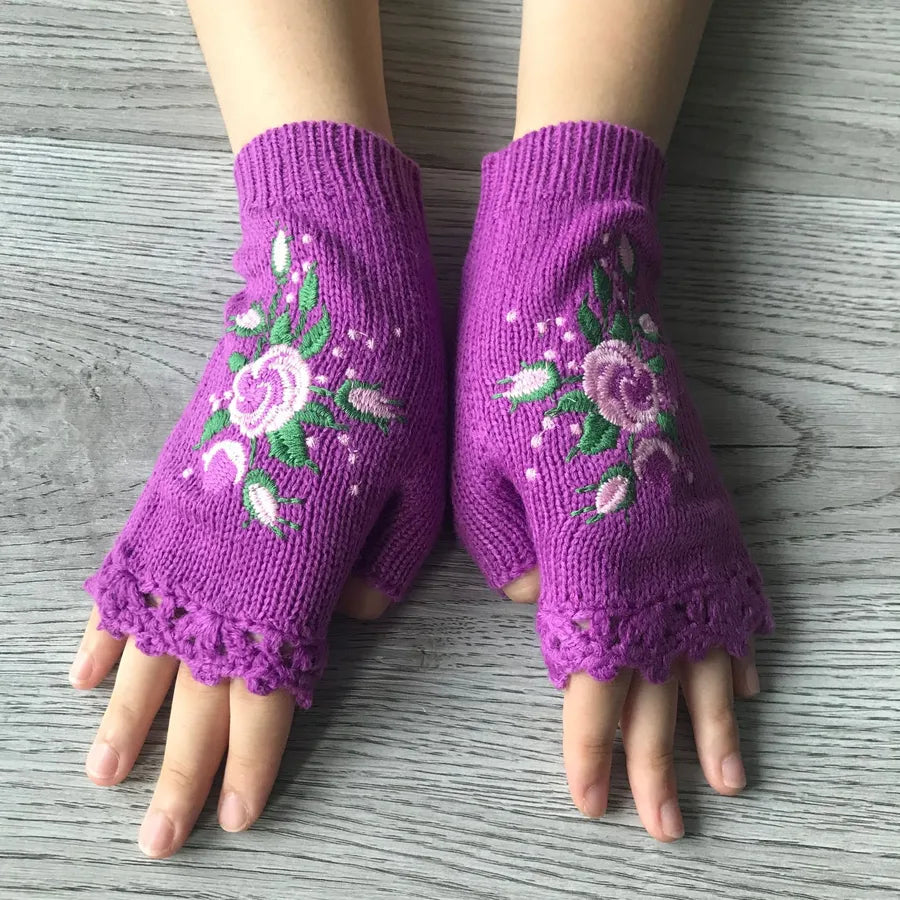 Women's Casual Printing Flower Gloves