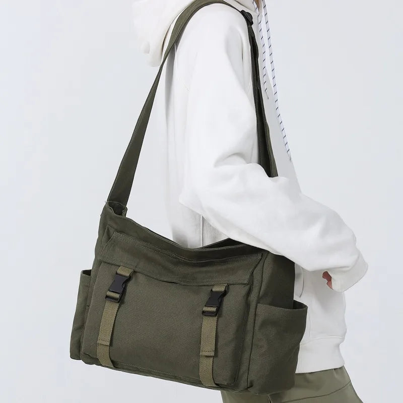 Vintage Casual Canvas Bag Women's Trendy Bag Large Capacity Crossbody Bag Travel Portable Shoulder Bag College Student Class Bag