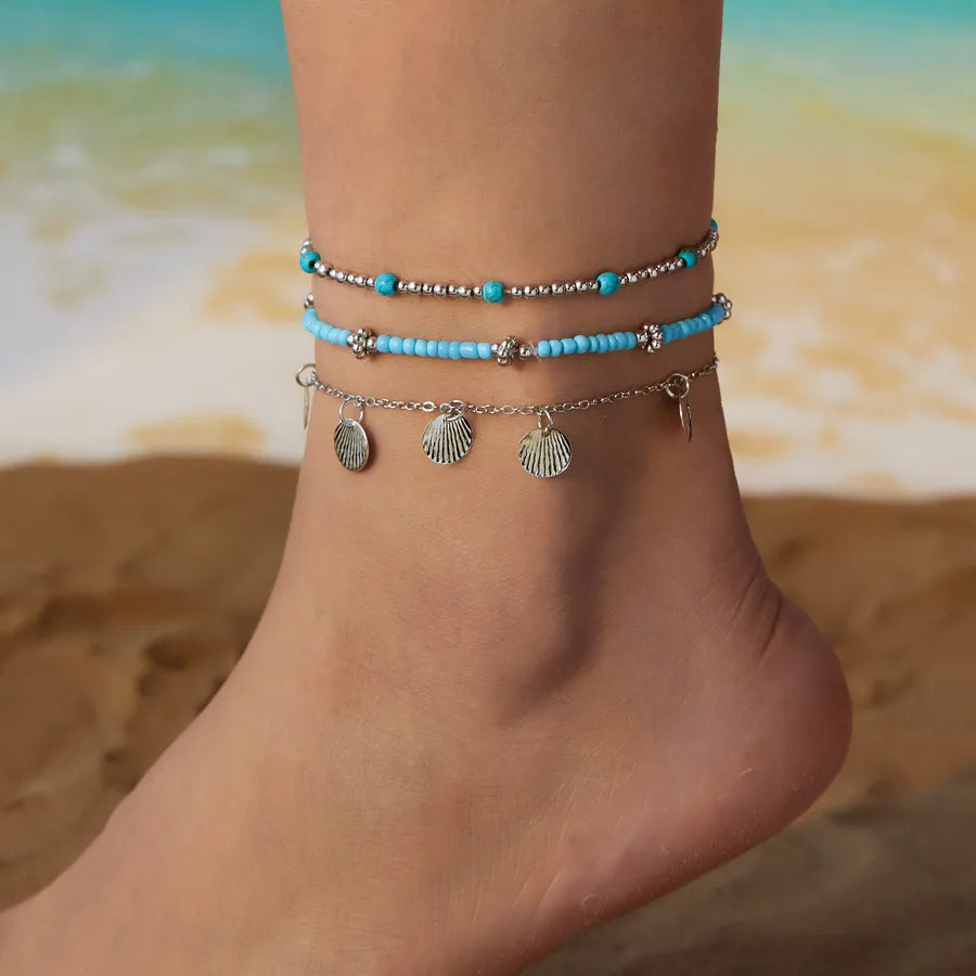 Wholesale Jewelry Marine Style Shell Alloy Seed Bead Anklet