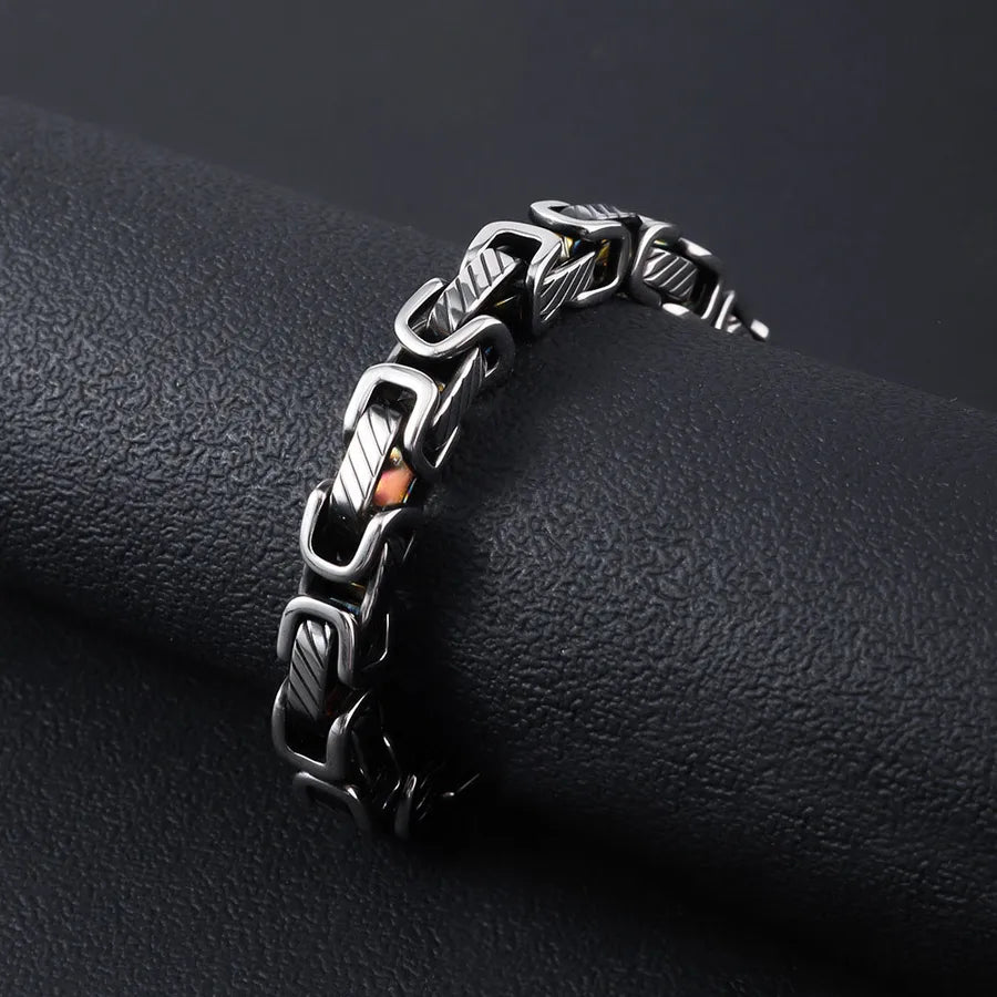 Hip-Hop Geometric 201 Stainless Steel Plating Men's Bracelets Men Chain Bracelets