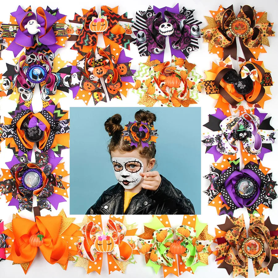 Halloween Pumpkin Skeleton Bat Hair Clip Cartoon Night Horror Movie Hair Accessories For Children