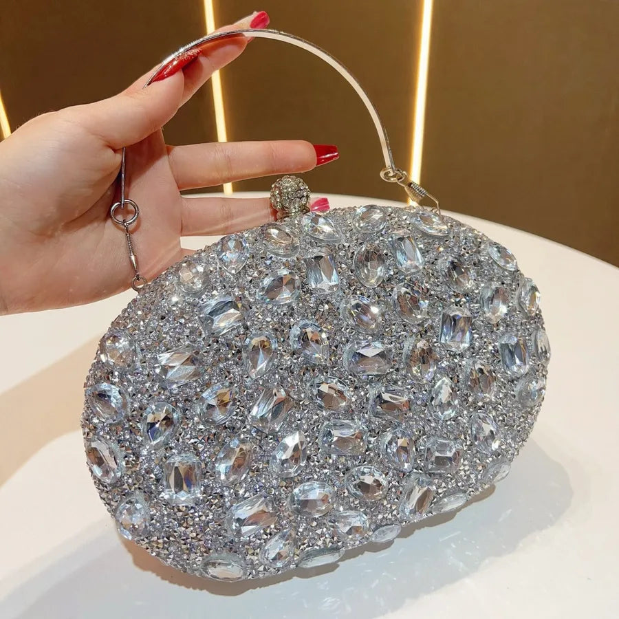 Fashionable Diamond Embedded Evening Bag Women's Clutch Shoulder Crossbody Bag Elegant Dinner Party Handbag Stylish Wallet