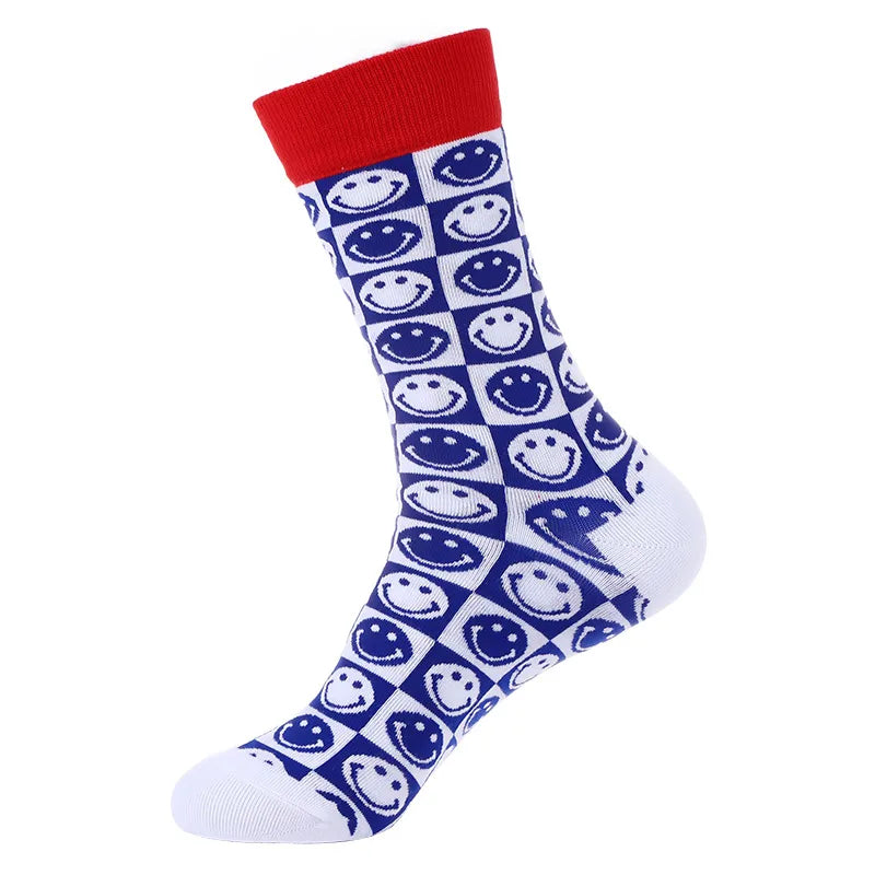 Men's Cute Streetwear Rabbit Smile Face Cotton Jacquard Crew Socks 10 Pairs Per Pack