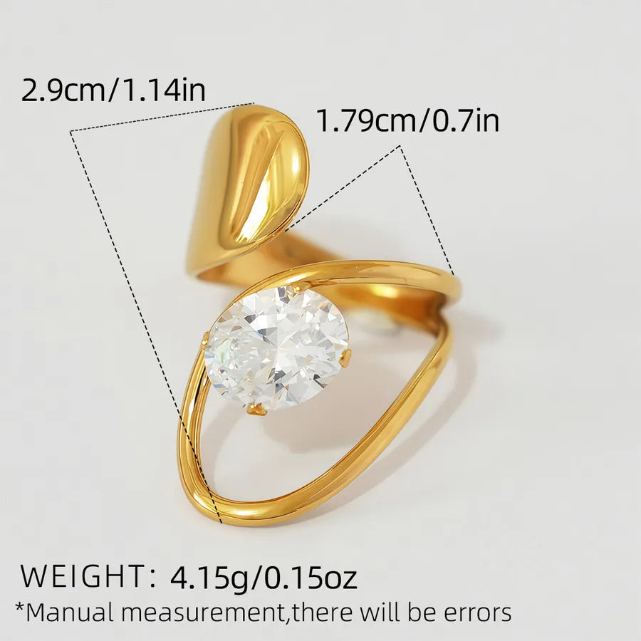 Wholesale Jewelry Casual Simple Style Geometric 304 Stainless Steel 18K Gold Plated Adjustable Ring