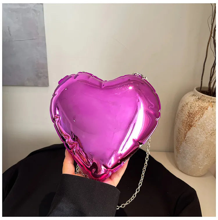 Gold Silver Pink Arylic Gradient Color Solid Color Heart-shaped Evening Bags