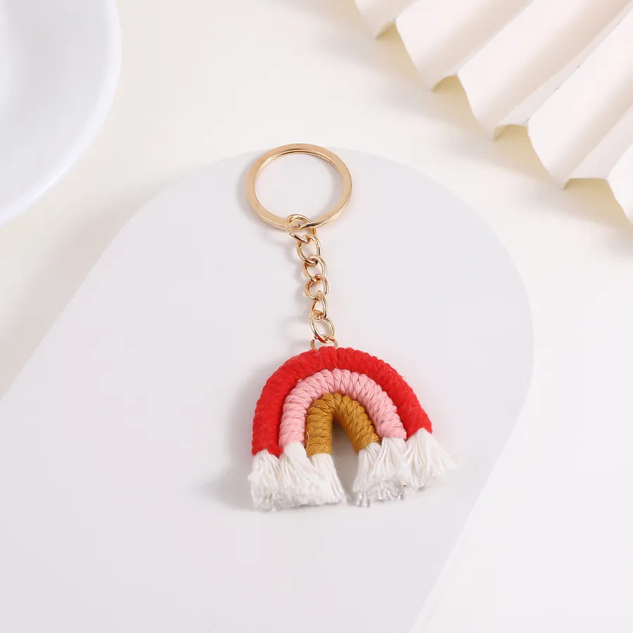 Fashionable Sweet Rainbow Knitted Keychain Pendant Accessory New Arrival Jewelry Handcrafted Tassel Irregular Design Personality